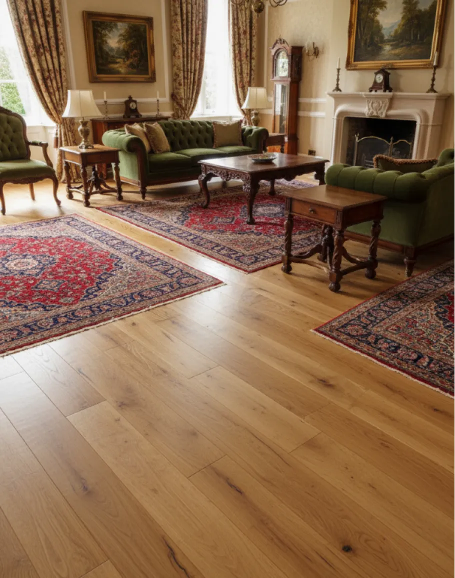 Oak engineered flooring with underfloor heating