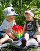 Rainbow Coloured House Blocks