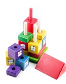 Rainbow Coloured House Blocks