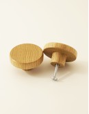 Flat Plate Clear Oak Knob - Round Wooden Knob For Doors & Drawers